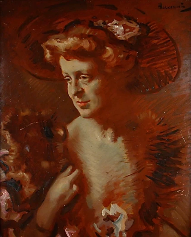 Hugo von Habermann - Ritratto di una signora